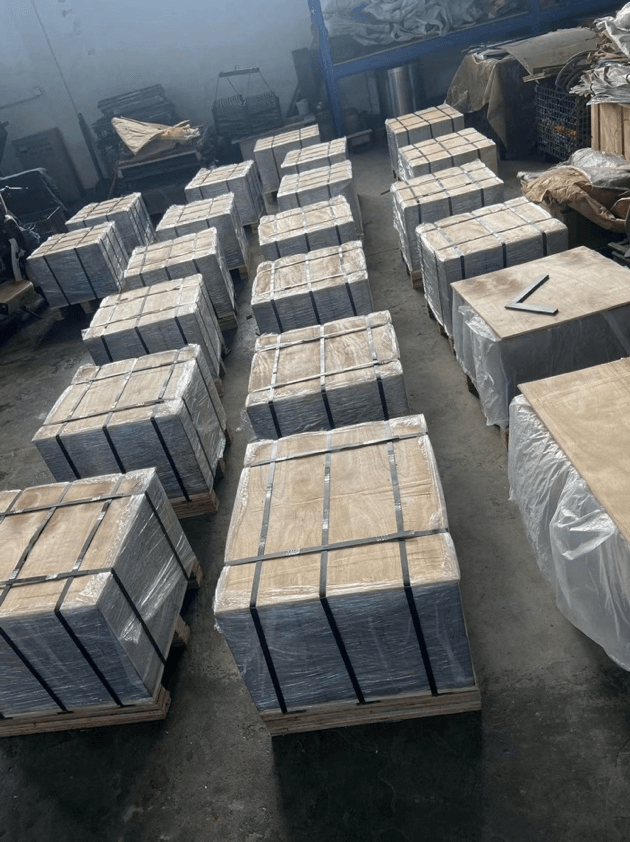Machined Steel Blocks before shipment, April 2022