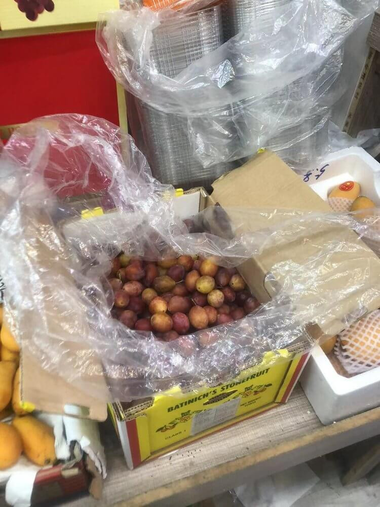 Australian sugar plums on display at fruit store in Nanjing, RMB 65 (AUD 14)500 Gr